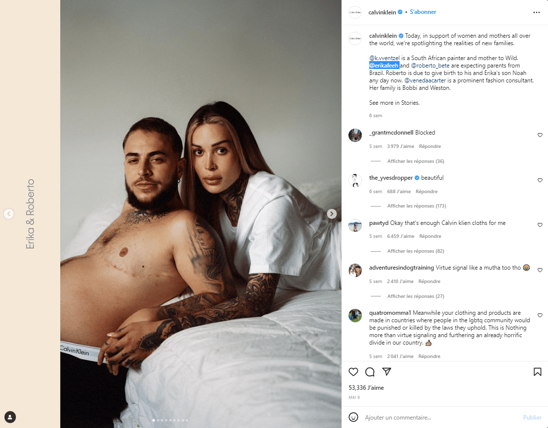 Calvin Klein trangenre homme enceint enceinte LGBT +