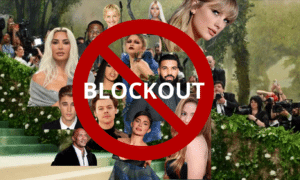 Image du blockout 2024 des célibrités à bloqués suite au Met gala a cause de la vidéo de Hailey Kalil et de la vidéo de Lady from the outside appelant a la digitine digital